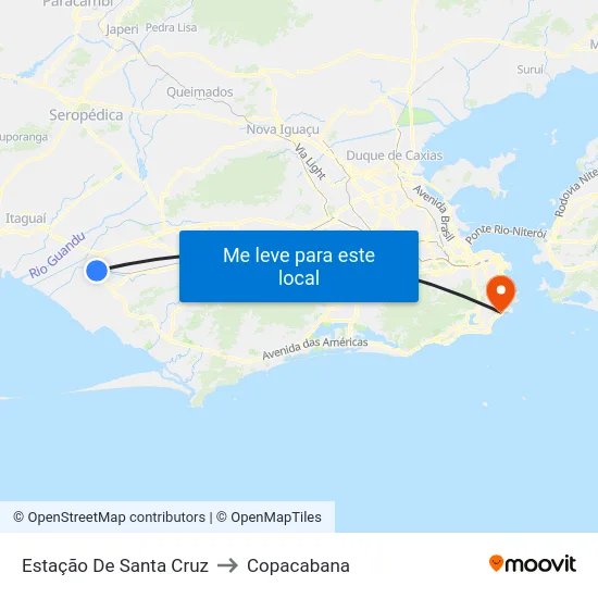 Estação De Santa Cruz to Copacabana map