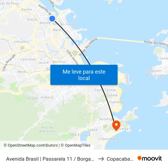Avenida Brasil | Passarela 11 / Borgauto to Copacabana map