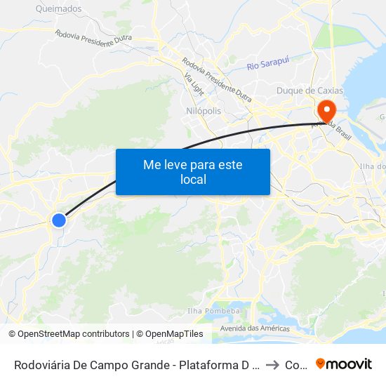 Rodoviária De Campo Grande - Plataforma D (Campo Grande E Jabour - Executivo) to Cordovil map