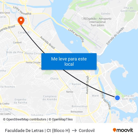 Faculdade De Letras | Ct (Bloco H) to Cordovil map