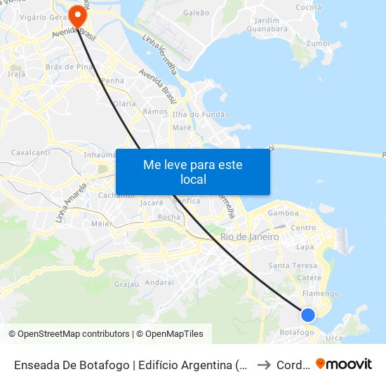 Enseada De Botafogo | Edifício Argentina (Sentido Centro) to Cordovil map