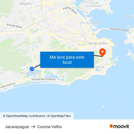 Jacarepaguá to Cosme Velho map