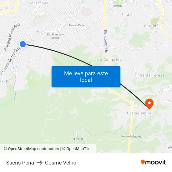 Saens Peña to Cosme Velho map