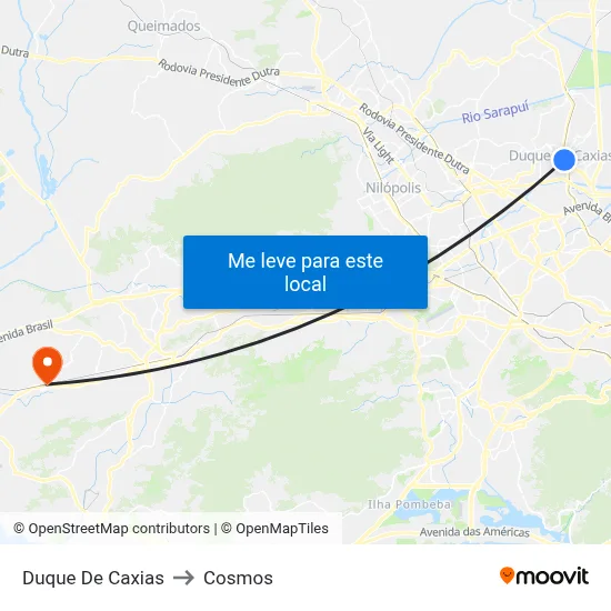 Duque De Caxias to Cosmos map