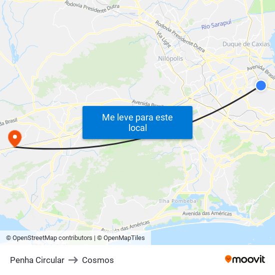 Penha Circular to Cosmos map