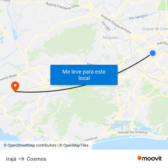 Irajá to Cosmos map