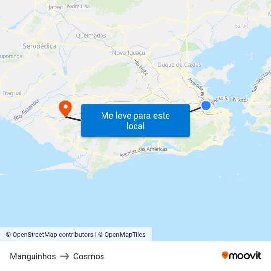 Manguinhos to Cosmos map
