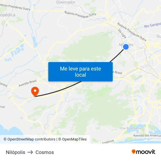 Nilópolis to Cosmos map