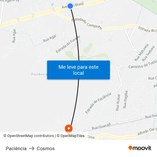 Paciência to Cosmos map