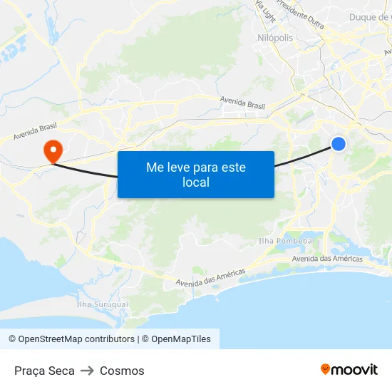 Praça Seca to Cosmos map