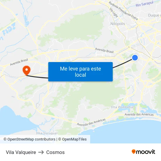 Vila Valqueire to Cosmos map