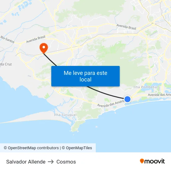 Salvador Allende to Cosmos map