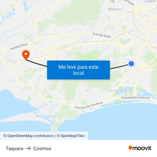 Taquara to Cosmos map