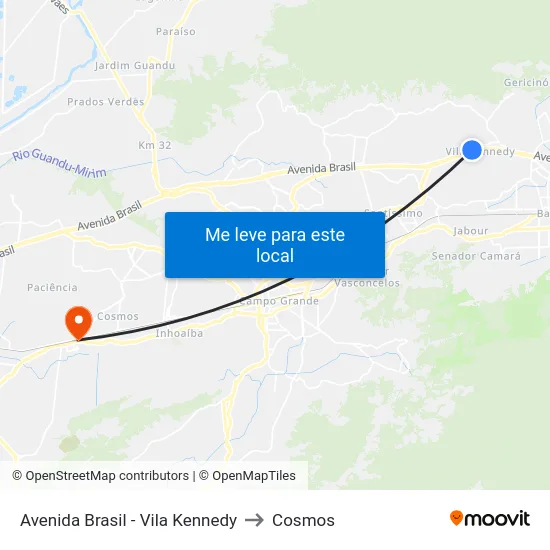 Avenida Brasil - Vila Kennedy to Cosmos map