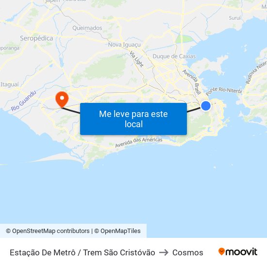 Estação De Metrô / Trem São Cristóvão to Cosmos map