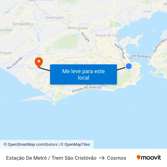 Estação De Metrô / Trem São Cristóvão to Cosmos map
