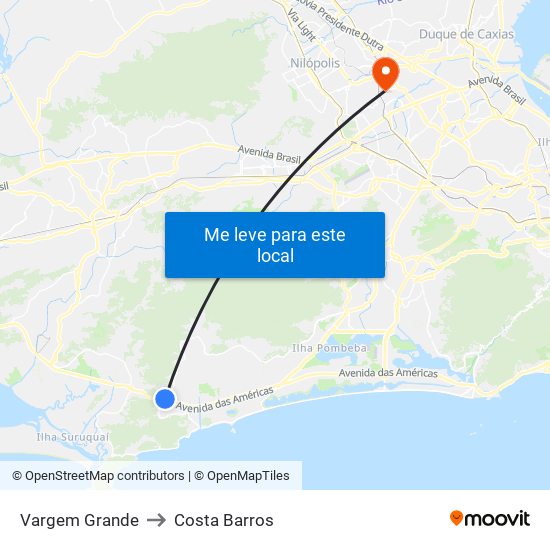 Vargem Grande to Costa Barros map