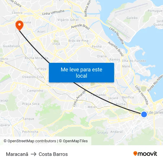 Maracanã to Costa Barros map