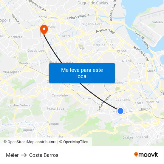 Méier to Costa Barros map