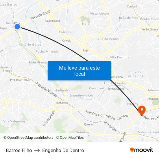 Barros Filho to Engenho De Dentro map