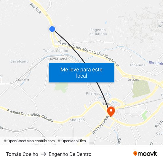 Tomás Coelho to Engenho De Dentro map