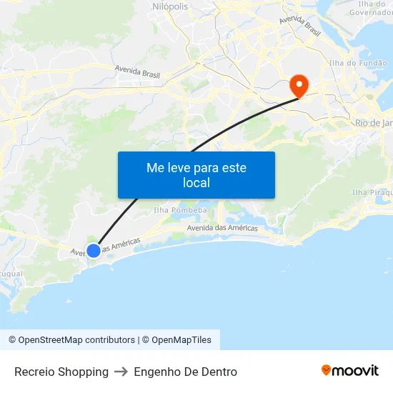 Recreio Shopping to Engenho De Dentro map