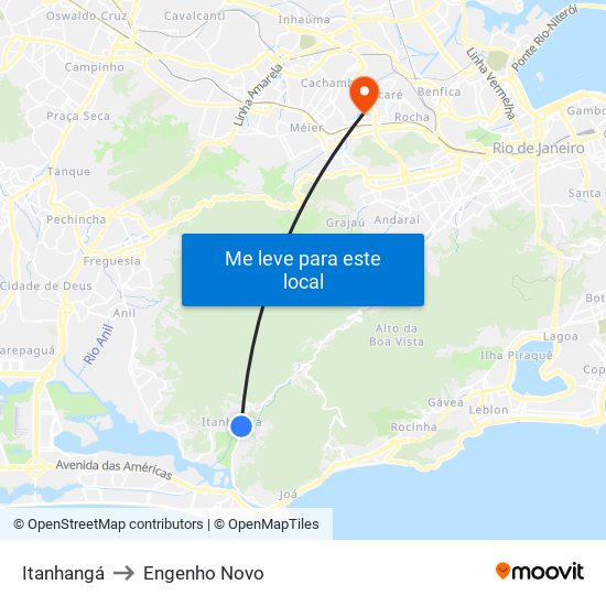 Itanhangá to Engenho Novo map