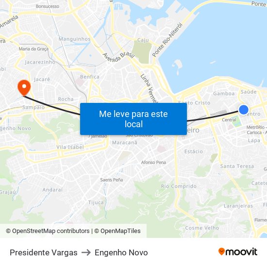 Presidente Vargas to Engenho Novo map