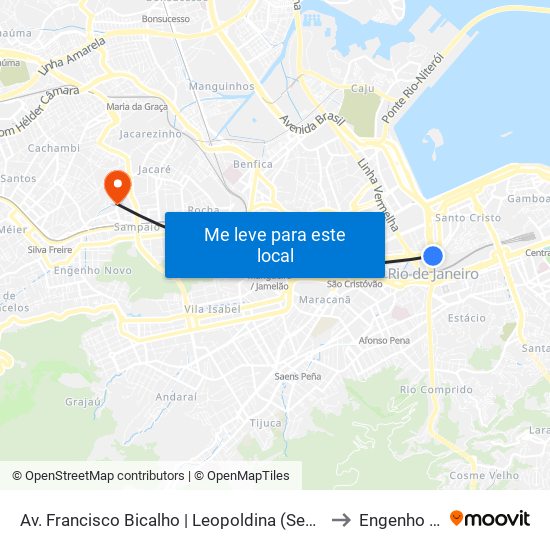 Av. Francisco Bicalho | Leopoldina (Sentido Av. Brasil) to Engenho Novo map