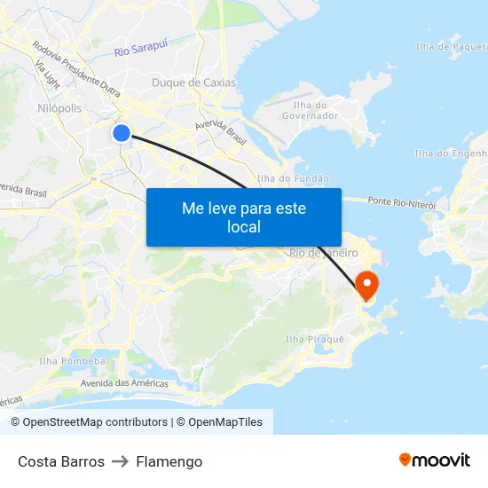 Costa Barros to Flamengo map