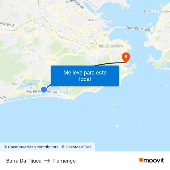 Barra Da Tijuca to Flamengo map