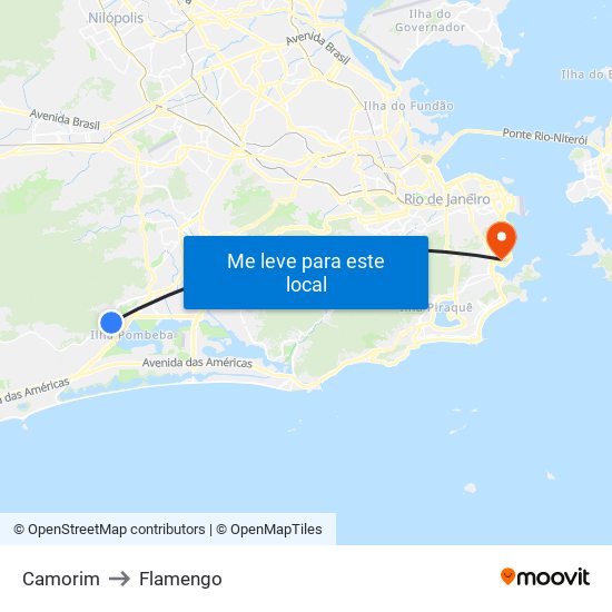 Camorim to Flamengo map