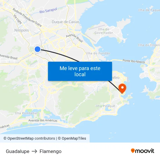 Guadalupe to Flamengo map