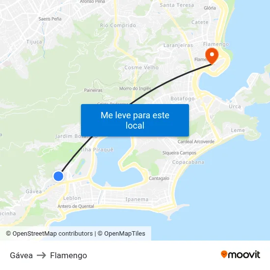 Gávea to Flamengo map