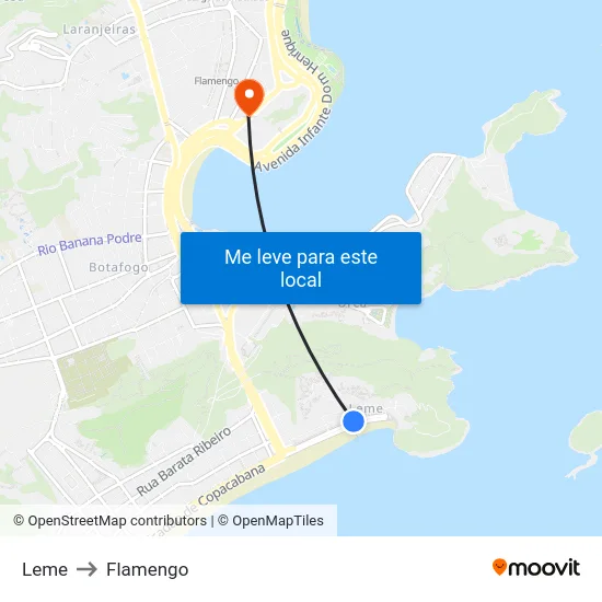 Leme to Flamengo map