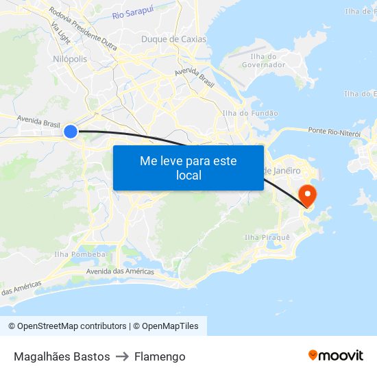 Magalhães Bastos to Flamengo map