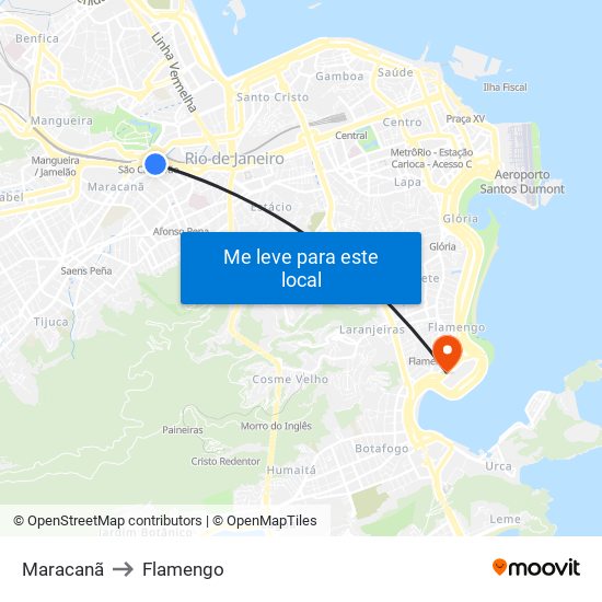 Maracanã to Flamengo map