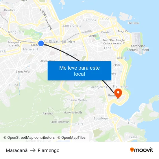 Maracanã to Flamengo map