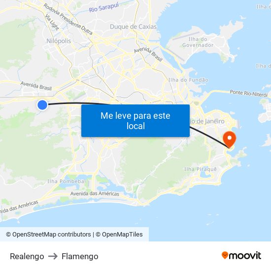 Realengo to Flamengo map