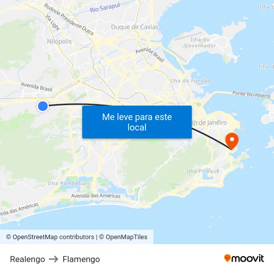 Realengo to Flamengo map