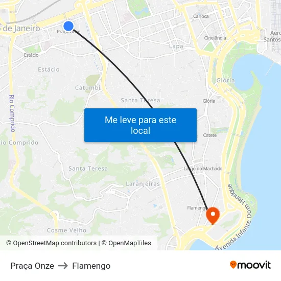 Praça Onze to Flamengo map