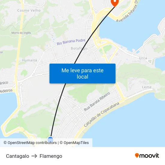 Cantagalo to Flamengo map