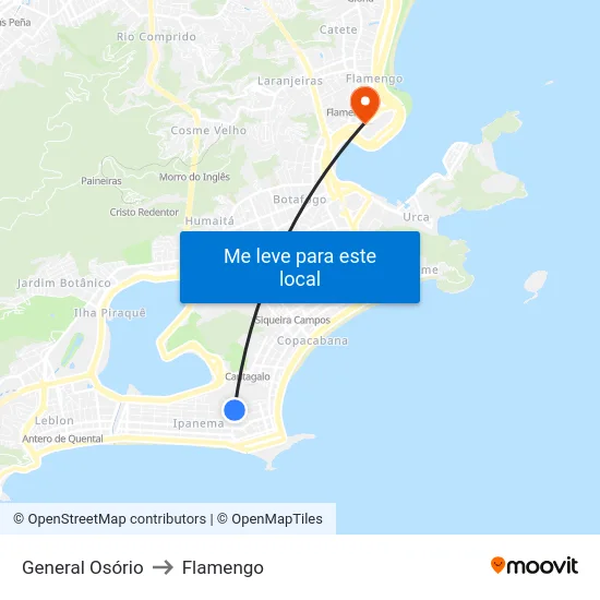 General Osório to Flamengo map