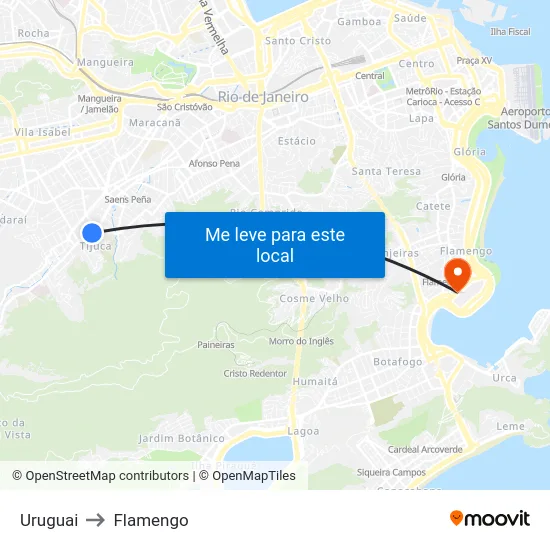 Uruguai to Flamengo map