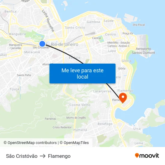 São Cristóvão to Flamengo map