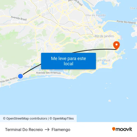 Terminal Do Recreio to Flamengo map