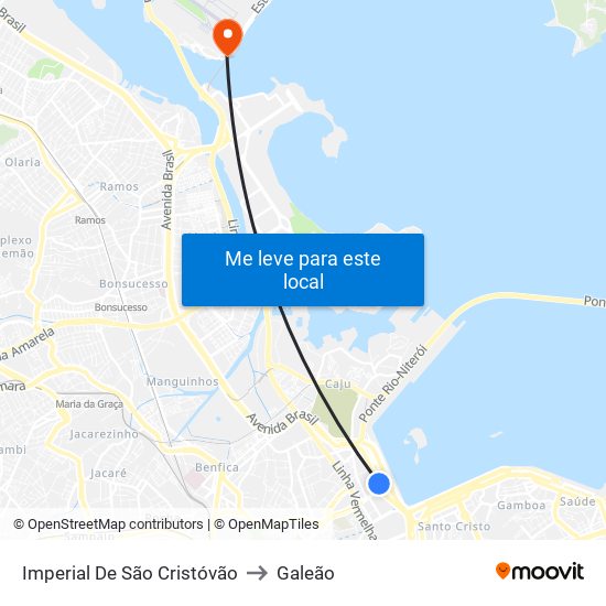 Imperial De São Cristóvão to Galeão map