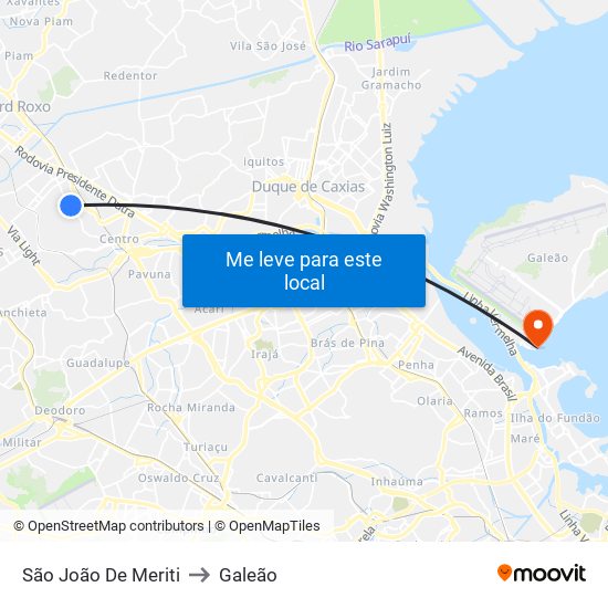 São João De Meriti to Galeão map
