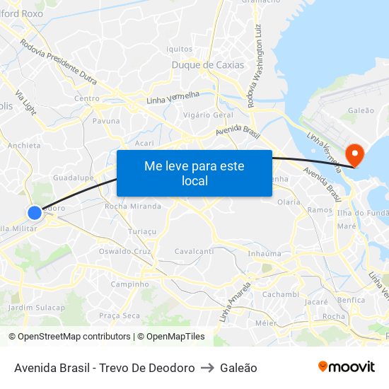 Avenida Brasil - Trevo De Deodoro to Galeão map