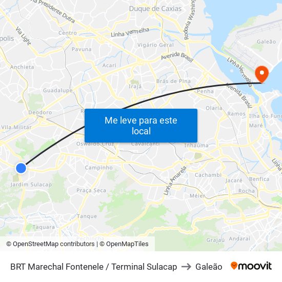 BRT Marechal Fontenele / Terminal Sulacap to Galeão map